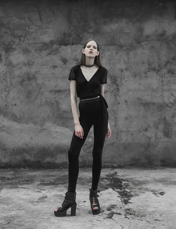  Bandage Halter Simple T-shirt Punk Rave OPT-243TDF/BK  5