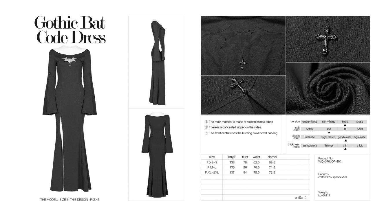  Gothic Bat Code Dress Punk Rave WQ-376LQF/BK  9