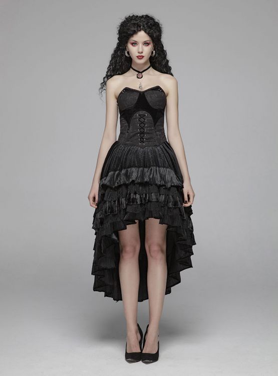  Gothic Dark Grain Velvet Half Skirt Punk Rave WQ-413BQF/BK  5