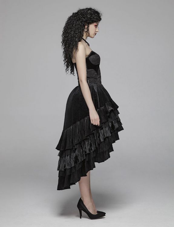  Gothic Dark Grain Velvet Half Skirt Punk Rave WQ-413BQF/BK  6