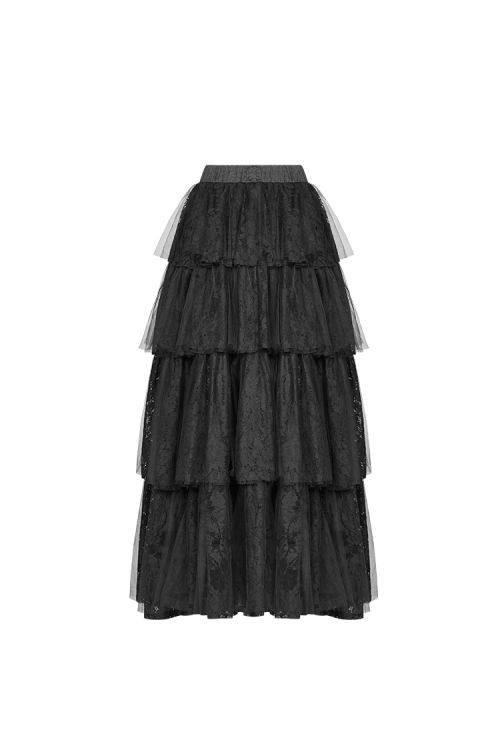  Gothic Long Tiered Skirt Punk Rave WQ-426BQF/BK  2