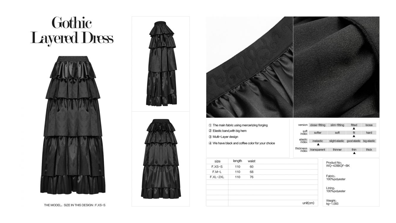  Gothic Layered Dress Punk Rave WQ-428BQF/BK  9