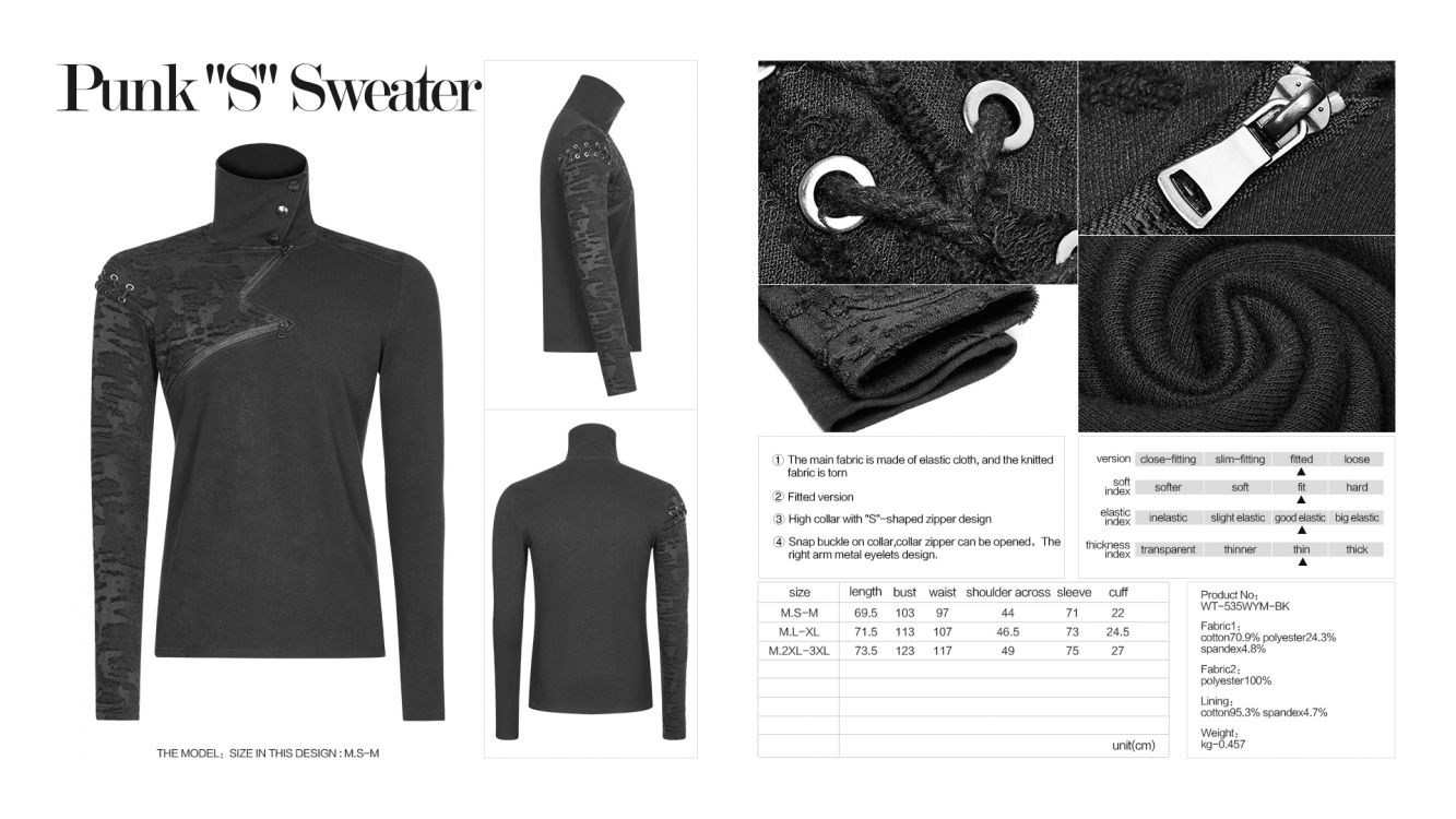  Punk S Sweater Punk Rave WT-535WYM/BK  9
