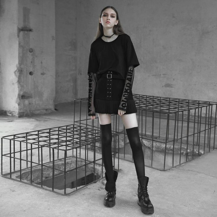  Punk Pleated Half-Skirt Punk Rave OPQ-465BQF/BK  3