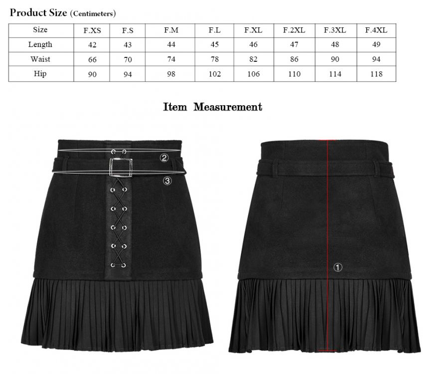  Punk Pleated Half-Skirt Punk Rave OPQ-465BQF/BK  7