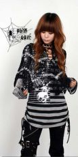 Пончо с капюшоном SWEATER Punk Rave M-002/BK-WH - маленькая картинка