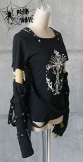 Лонгслив T-SHIRT Punk Rave T-162/BK-WH - маленькая картинка
