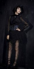 Рубашка c жабо BLOUSE Punk Rave Y-361/BK - маленькая картинка