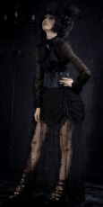 Рубашка c жабо BLOUSE Punk Rave Y-361/BK - маленькая картинка
