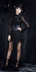 Рубашка c жабо BLOUSE Punk Rave Y-361/BK - маленькая картинка