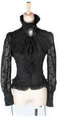 Рубашка c жабо BLOUSE Punk Rave Y-361/BK - маленькая картинка