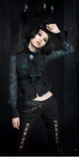 Рубашка c жабо BLOUSE Punk Rave Y-361/BK-BL - маленькая картинка