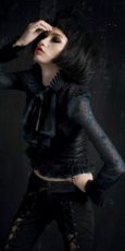 Рубашка c жабо BLOUSE Punk Rave Y-361/BK-BL - маленькая картинка