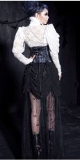 Блузка c жабо BLOUSE Punk Rave Y-411/WH - маленькая картинка