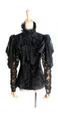 Блузка c жабо BLOUSE Punk Rave Y-411/BK - маленькая картинка