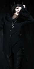 Рубашка c жабо BLOUSE Punk Rave Y-392/BK - маленькая картинка