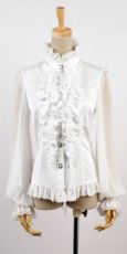 Блузка c жабо BLOUSE Punk Rave LY-004/WH - маленькая картинка