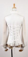 Блузка c жабо BLOUSE Punk Rave LY-004/WH - маленькая картинка
