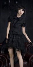 Блузка c жабо BLOUSE Punk Rave LY-006/BK - маленькая картинка