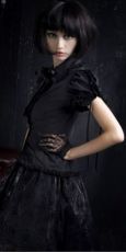 Блузка c жабо BLOUSE Punk Rave LY-006/BK - маленькая картинка