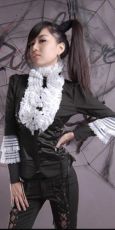 Блузка c жабо BLOUSE Punk Rave Y-244/BK-WH - маленькая картинка