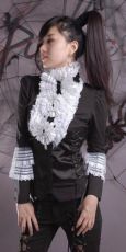 Блузка c жабо BLOUSE Punk Rave Y-244/BK-WH - маленькая картинка