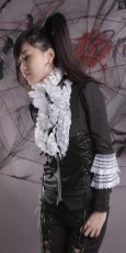 Блузка c жабо BLOUSE Punk Rave Y-244/BK-WH - маленькая картинка