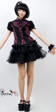 Рубашка c жабо BLOUSE Punk Rave LY-009/BK-PI - маленькая картинка