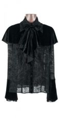Рубашка c жабо BLOUSE Punk Rave Y-414/BK - маленькая картинка