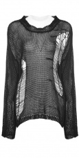 Свитер Tattered Mesh Hole Loose Sweater Punk Rave OPM-090TMF/BK - маленькая картинка