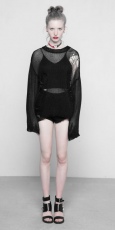 Свитер Tattered Mesh Hole Loose Sweater Punk Rave OPM-090TMF/BK - маленькая картинка
