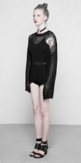Свитер Tattered Mesh Hole Loose Sweater Punk Rave OPM-090TMF/BK - маленькая картинка