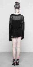 Свитер Tattered Mesh Hole Loose Sweater Punk Rave OPM-090TMF/BK - маленькая картинка