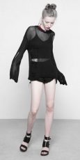 Свитер Tattered Mesh Hole Loose Sweater Punk Rave OPM-090TMF/BK - маленькая картинка