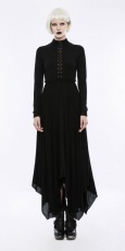 Платье Goth Retro High Neck Hollow-out Irregular Hem Mystical Dress Punk Rave OPQ-202LQF/BK - маленькая картинка