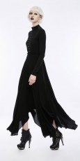 Платье Goth Retro High Neck Hollow-out Irregular Hem Mystical Dress Punk Rave OPQ-202LQF/BK - маленькая картинка