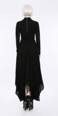 Платье Goth Retro High Neck Hollow-out Irregular Hem Mystical Dress Punk Rave OPQ-202LQF/BK - маленькая картинка