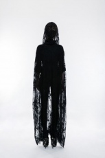 Накидка Gothic transparent lace long cloak Punk Rave WY-825DPF/BK - маленькая картинка