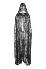 Накидка Gothic transparent lace long cloak Punk Rave WY-825DPF/BK - маленькая картинка