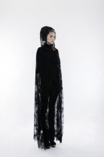 Накидка Gothic transparent lace long cloak Punk Rave WY-825DPF/BK - маленькая картинка
