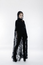 Накидка Gothic transparent lace long cloak Punk Rave WY-825DPF/BK - маленькая картинка