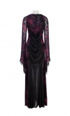 Платье Flocking Dark Violet Gothic Long Dress Punk Rave Q-265U/BK-VI - маленькая картинка