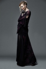 Платье Flocking Dark Violet Gothic Long Dress Punk Rave Q-265U/BK-VI - маленькая картинка