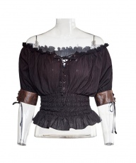 Топик Steampunk Slash Neck T-shirt Punk Rave T-444/BK - маленькая картинка