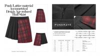  Punk Lattice material Asymmetrical Design Age-reduced Half Skirt Punk Rave OPQ-322BQF/BK-RD -  