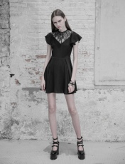 Платье Gothic Lace Stitching V-collar Dress Punk Rave OPQ-333LQF/BK - маленькая картинка