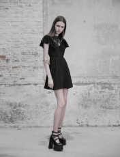 Платье Gothic Lace Stitching V-collar Dress Punk Rave OPQ-333LQF/BK - маленькая картинка