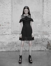 Платье Mesh Stitching Chiffon Lotus Leaf Edge Strapless Dress Punk Rave OPQ-336LQF/BK - маленькая картинка