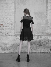 Платье Mesh Stitching Chiffon Lotus Leaf Edge Strapless Dress Punk Rave OPQ-336LQF/BK - маленькая картинка