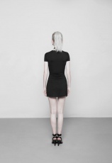Платье Dark Minimalist Slim Short Sleeve Age-cut Dresses Punk Rave OPQ-337LQF/BK - маленькая картинка
